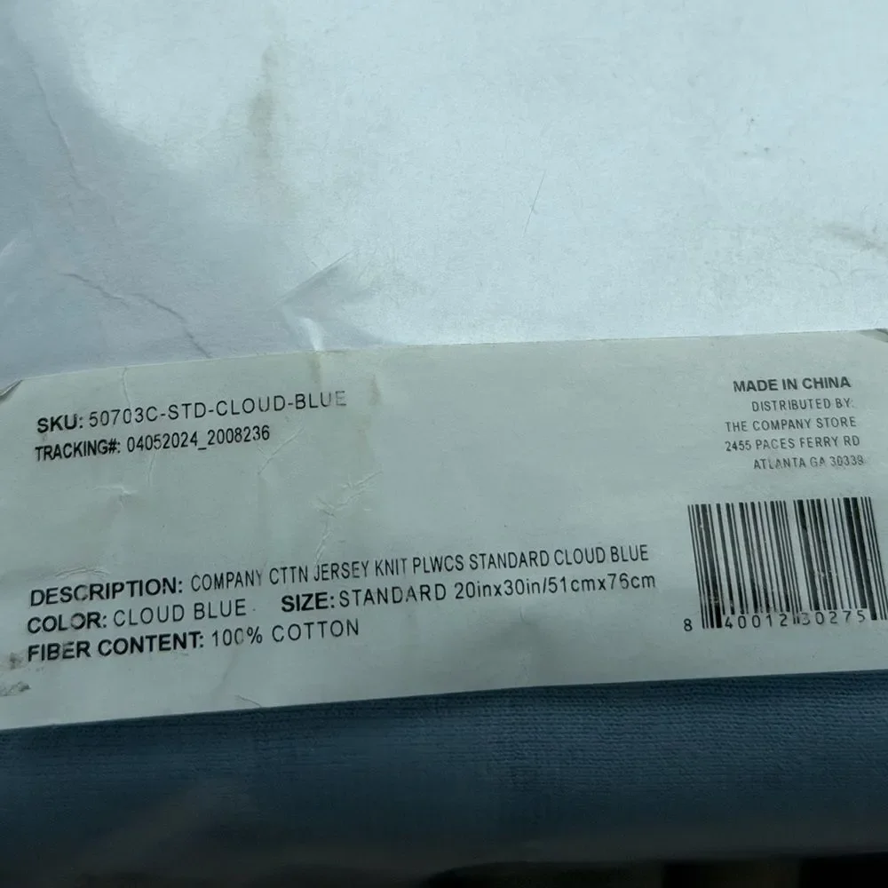 The Company Store Classic Jersey Knit Pillowcase Set, Standard, Cloud Blue. NWOT